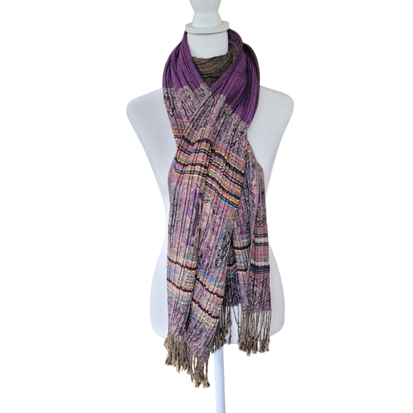 pashmina Accessories - Pashmina Purple and Multicolor Scarf